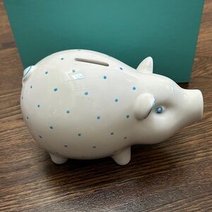 Tiffany & Co. White and Blue Polka Dot Piggy Bank